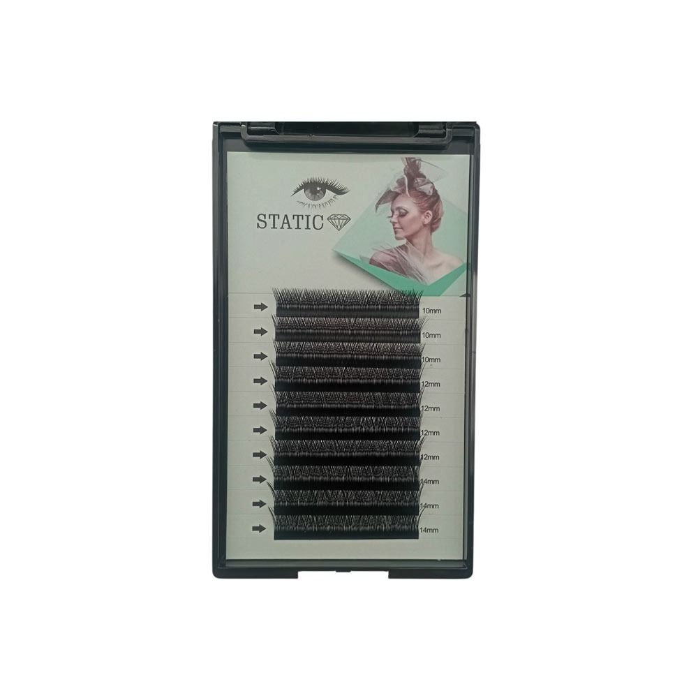 مژه اکستنشن والیوم استاتیک میکس فر C ضخامت 0/07 (سایز 10-12-14) یک ردیفه