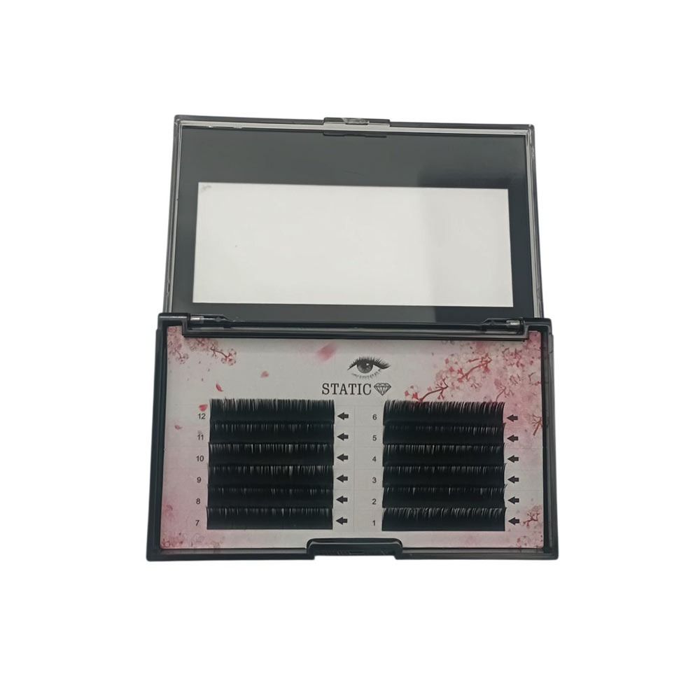 مژه اکستنشن کلاسیک استاتیک ضخامت 0/15 فر C سایز 14 میلی‌متر (دو ردیفه)